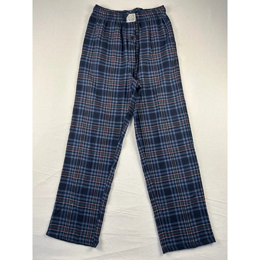 Lucky Brand Sleepwear Mens Small Blue Plaid Pajama Pants Cotton Blend Lounge